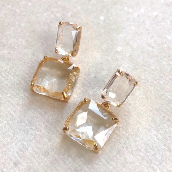 Crystal square drop earrings - Picture 2 of 5